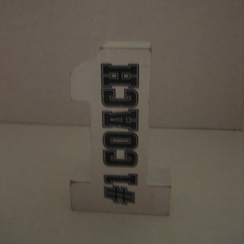 Nielsen Bainbridge #1 Coach White/Black Wood Tabletop Sign 6in.Tall NWWT